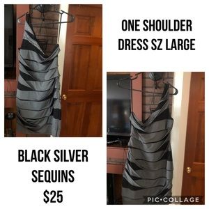 Black and grey silver sequins dress.